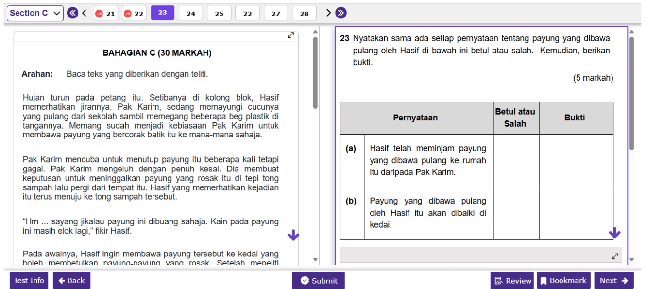 Malay language reading compre